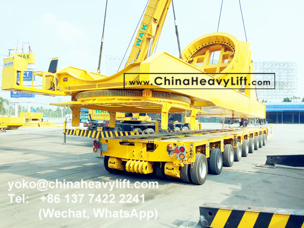 CHINA HEAVY LIFT manufacture 3 sets wind blade adapter, blade lifter and Goldhofer THP/SL modular trailer and compatible Goldhofer SPMT to Thailand, www.chinaheavylift.com