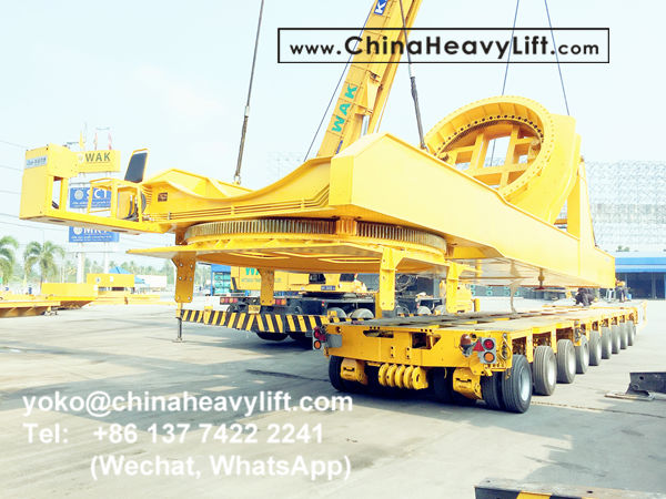 CHINA HEAVY LIFT manufacture 3 sets wind blade adapter, blade lifter and Goldhofer THP/SL modular trailer and compatible Goldhofer SPMT to Thailand, www.chinaheavylift.com