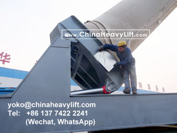 CHINA HEAVY LIFT manufacture wind blade adapter, blade lifter and compatible Goldhofer THP/SL modular trailer to Thailand, use on Goldhofer SPMT PST/SL Self Propelled Modular Transporters, www.chinaheavylift.com