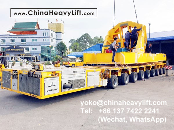 CHINA HEAVY LIFT manufacture wind blade adapter, blade lifter and compatible Goldhofer THP/SL modular trailer to Thailand, use on Goldhofer SPMT PST/SL Self Propelled Modular Transporters, www.chinaheavylift.com