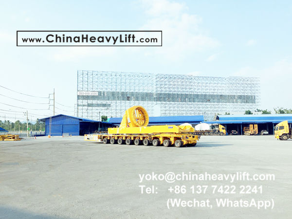 CHINA HEAVY LIFT manufacture wind blade adapter, blade lifter and compatible Goldhofer THP/SL modular trailer to Thailand, use on Goldhofer SPMT PST/SL Self Propelled Modular Transporters, www.chinaheavylift.com