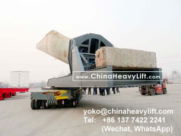 CHINA HEAVY LIFT manufacture wind blade adapter, blade lifter and compatible Goldhofer THP/SL modular trailer to Thailand, use on Goldhofer SPMT PST/SL Self Propelled Modular Transporters, www.chinaheavylift.com