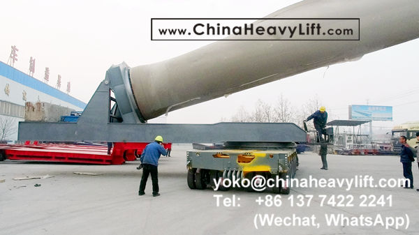 CHINA HEAVY LIFT manufacture wind blade adapter, blade lifter and compatible Goldhofer THP/SL modular trailer to Thailand, use on Goldhofer SPMT PST/SL Self Propelled Modular Transporters, www.chinaheavylift.com