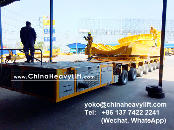 CHINA HEAVY LIFT manufacture wind blade adapter, blade lifter and compatible Goldhofer THP/SL modular trailer to Thailand, use on Goldhofer SPMT PST/SL Self Propelled Modular Transporters, www.chinaheavylift.com