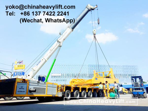 CHINA HEAVY LIFT manufacture wind blade adapter, blade lifter and compatible Goldhofer THP/SL modular trailer to Thailand, use on Goldhofer SPMT PST/SL Self Propelled Modular Transporters, www.chinaheavylift.com