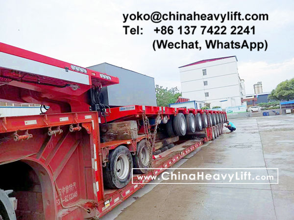 CHINA HEAVY LIFT manufacture 10 axle extendable hydraulic lowbed trailer for wind power transportation project in Ho Chi Minh city HCMC Vietnam, www.chinaheavylift.com